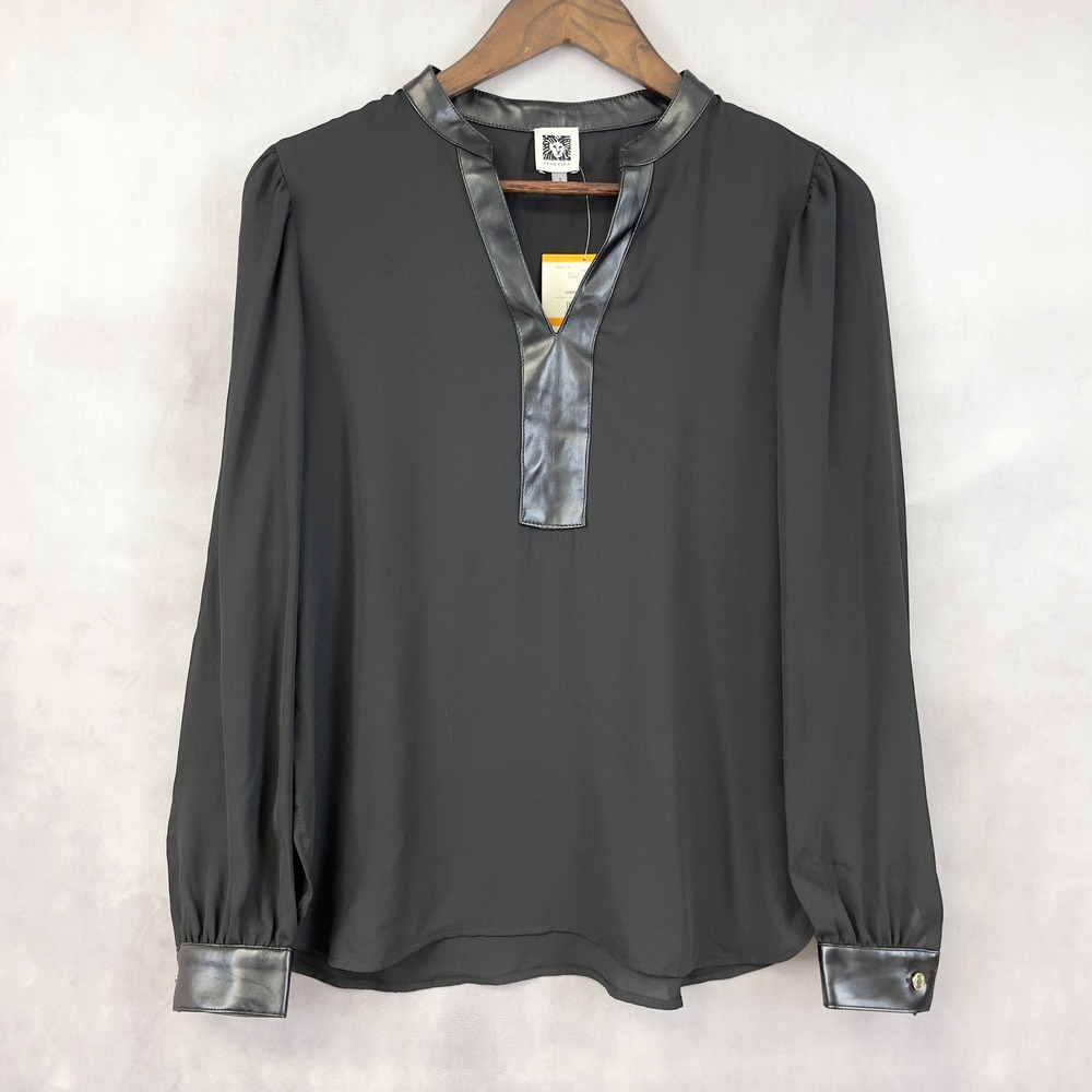 Anne Klein Sheer Top Blouse Womens Small Minimal Corporate‎ Goth Urban Femme